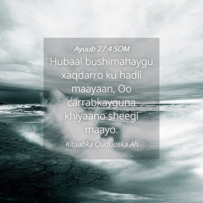 Picture 04 - Ayuub 27:4 SOM - Hubaal bushimahaygu xaqdarro ku hadli maayaan, Oo - Bible Verse Picture