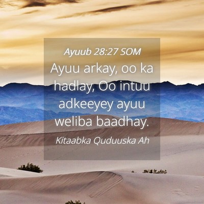 Picture 04 - Ayuub 28:27 SOM - Ayuu arkay, oo ka hadlay, Oo intuu adkeeyey ayuu - Bible Verse Picture
