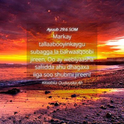 Picture 04 - Ayuub 29:6 SOM - Markay tallaabooyinkaygu subagga la barwaaqoobi - Bible Verse Picture