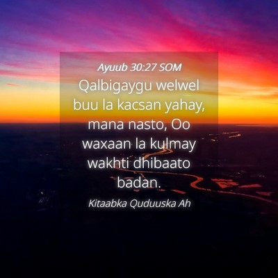 Picture 04 - Ayuub 30:27 SOM - Qalbigaygu welwel buu la kacsan yahay, mana - Bible Verse Picture