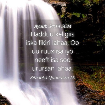 Picture 04 - Ayuub 34:14 SOM - Hadduu keligiis iska fikiri lahaa, Oo uu ruuxiisa - Bible Verse Picture