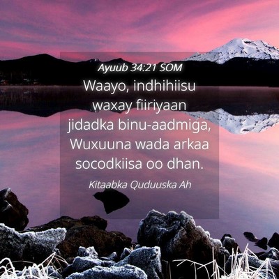 Picture 04 - Ayuub 34:21 SOM - Waayo, indhihiisu waxay fiiriyaan jidadka - Bible Verse Picture