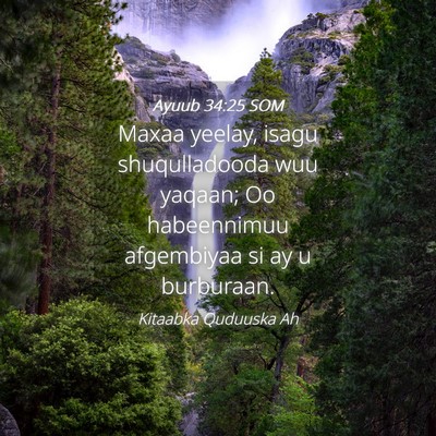 Picture 04 - Ayuub 34:25 SOM - Maxaa yeelay, isagu shuqulladooda wuu yaqaan; Oo - Bible Verse Picture