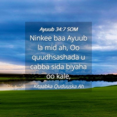 Picture 04 - Ayuub 34:7 SOM - Ninkee baa Ayuub la mid ah, Oo quudhsashada u - Bible Verse Picture