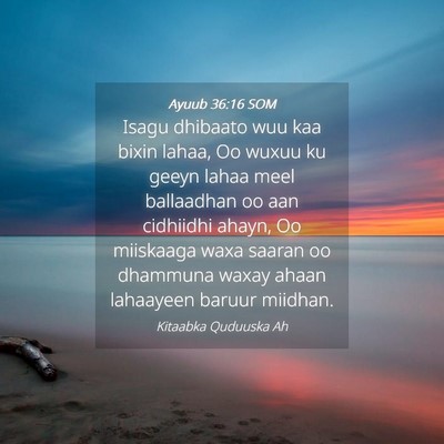 Picture 04 - Ayuub 36:16 SOM - Isagu dhibaato wuu kaa bixin lahaa, Oo wuxuu ku - Bible Verse Picture