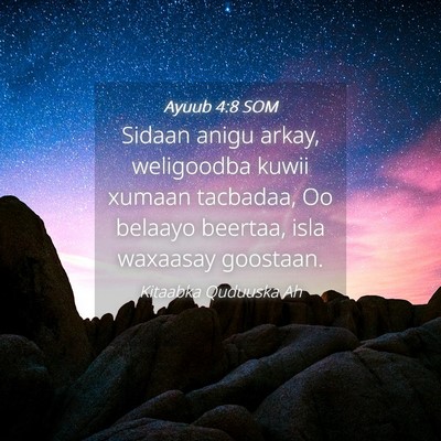 Picture 04 - Ayuub 4:8 SOM - Sidaan anigu arkay, weligoodba kuwii xumaan - Bible Verse Picture