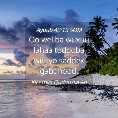 Picture 04 - Ayuub 42:13 SOM - Oo weliba wuxuu lahaa toddoba wiil iyo saddex - Bible Verse Picture