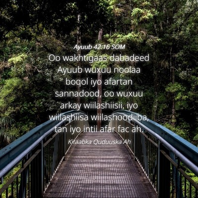 Picture 04 - Ayuub 42:16 SOM - Oo wakhtigaas dabadeed Ayuub wuxuu noolaa boqol - Bible Verse Picture