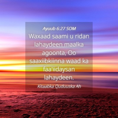 Picture 04 - Ayuub 6:27 SOM - Waxaad saami u ridan lahaydeen maalka agoonta, Oo - Bible Verse Picture