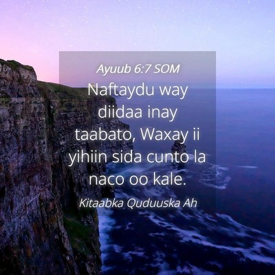 Picture 04 - Ayuub 6:7 SOM - Naftaydu way diidaa inay taabato, Waxay ii yihiin - Bible Verse Picture
