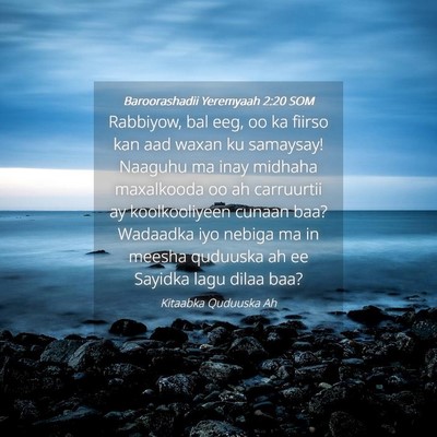 Picture 04 - Baroorashadii Yeremyaah 2:20 SOM - Rabbiyow, bal eeg, oo ka fiirso kan aad waxan ku - Bible Verse Picture