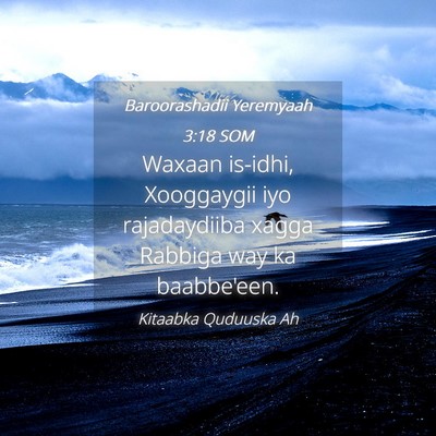 Picture 04 - Baroorashadii Yeremyaah 3:18 SOM - Waxaan is-idhi, Xooggaygii iyo rajadaydiiba xagga - Bible Verse Picture