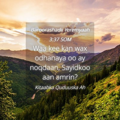 Picture 04 - Baroorashadii Yeremyaah 3:37 SOM - Waa kee kan wax odhanaya oo ay noqdaan, Sayidkoo - Bible Verse Picture