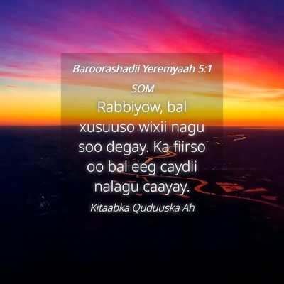Picture 04 - Baroorashadii Yeremyaah 5:1 SOM - Rabbiyow, bal xusuuso wixii nagu soo degay. Ka - Bible Verse Picture