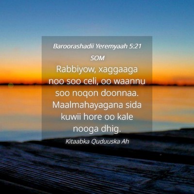 Picture 04 - Baroorashadii Yeremyaah 5:21 SOM - Rabbiyow, xaggaaga noo soo celi, oo waannu soo - Bible Verse Picture