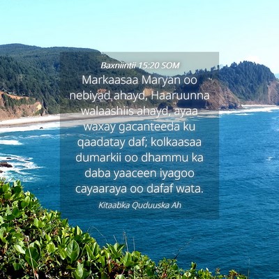 Picture 04 - Baxniintii 15:20 SOM - Markaasaa Maryan oo nebiyad ahayd, Haaruunna - Bible Verse Picture