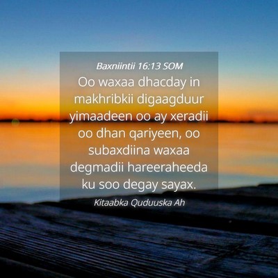 Picture 04 - Baxniintii 16:13 SOM - Oo waxaa dhacday in makhribkii digaagduur - Bible Verse Picture