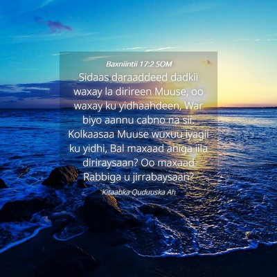 Picture 04 - Baxniintii 17:2 SOM - Sidaas daraaddeed dadkii waxay la dirireen Muuse, - Bible Verse Picture