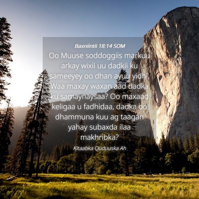 Picture 04 - Baxniintii 18:14 SOM - Oo Muuse soddoggiis markuu arkay wixii uu dadkii - Bible Verse Picture