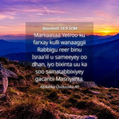 Picture 04 - Baxniintii 18:9 SOM - Markaasaa Yetroo ku farxay kulli wanaaggii - Bible Verse Picture