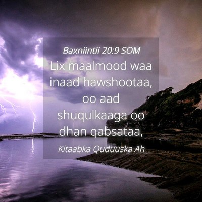 Picture 04 - Baxniintii 20:9 SOM - Lix maalmood waa inaad hawshootaa, oo aad - Bible Verse Picture