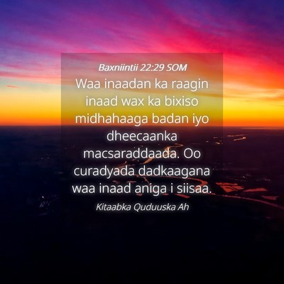 Picture 04 - Baxniintii 22:29 SOM - Waa inaadan ka raagin inaad wax ka bixiso - Bible Verse Picture