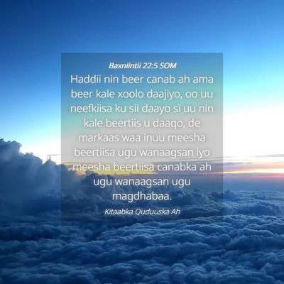 Picture 04 - Baxniintii 22:5 SOM - Haddii nin beer canab ah ama beer kale xoolo - Bible Verse Picture