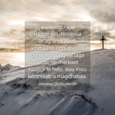 Picture 04 - Baxniintii 22:7 SOM - Haddii nin deriskiisa lacag ama alaab ammaano ugu - Bible Verse Picture