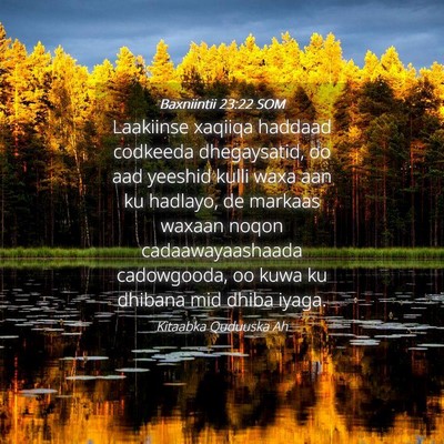 Picture 04 - Baxniintii 23:22 SOM - Laakiinse xaqiiqa haddaad codkeeda dhegaysatid, - Bible Verse Picture