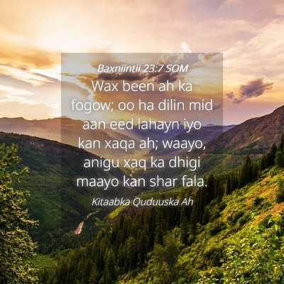 Picture 04 - Baxniintii 23:7 SOM - Wax been ah ka fogow; oo ha dilin mid aan eed - Bible Verse Picture