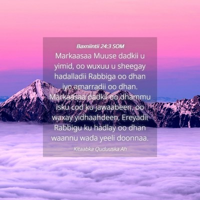 Picture 04 - Baxniintii 24:3 SOM - Markaasaa Muuse dadkii u yimid, oo wuxuu u - Bible Verse Picture