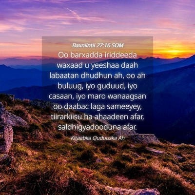 Picture 04 - Baxniintii 27:16 SOM - Oo barxadda iriddeeda waxaad u yeeshaa daah - Bible Verse Picture
