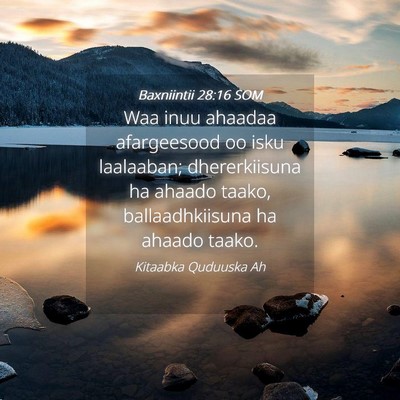 Picture 04 - Baxniintii 28:16 SOM - Waa inuu ahaadaa afargeesood oo isku laalaaban; - Bible Verse Picture