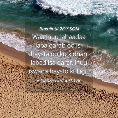 Picture 04 - Baxniintii 28:7 SOM - Waa inuu lahaadaa laba garab oo is-haysta oo ku - Bible Verse Picture