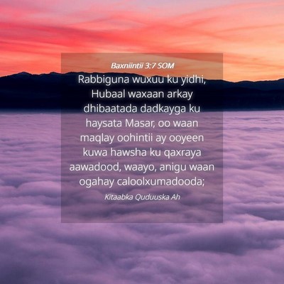 Picture 04 - Baxniintii 3:7 SOM - Rabbiguna wuxuu ku yidhi, Hubaal waxaan arkay - Bible Verse Picture