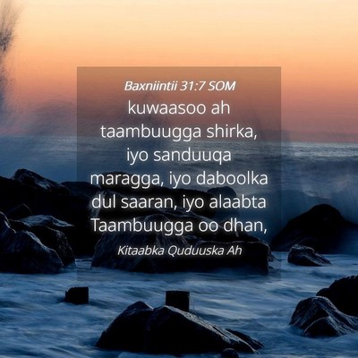 Picture 04 - Baxniintii 31:7 SOM - kuwaasoo ah taambuugga shirka, iyo sanduuqa - Bible Verse Picture