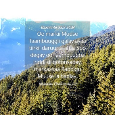 Picture 04 - Baxniintii 33:9 SOM - Oo markii Muuse Taambuuggii galay ayaa tiirkii - Bible Verse Picture
