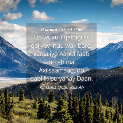 Picture 04 - Baxniintii 35:34 SOM - Oo wuxuu qalbigiisii geliyey inuu wax baro, isaga - Bible Verse Picture