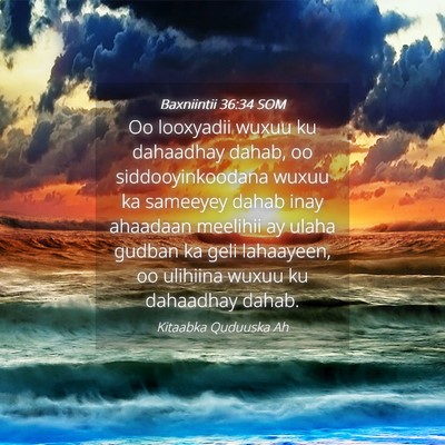 Picture 04 - Baxniintii 36:34 SOM - Oo looxyadii wuxuu ku dahaadhay dahab, oo - Bible Verse Picture