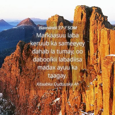 Picture 04 - Baxniintii 37:7 SOM - Markaasuu laba keruub ka sameeyey dahab la tumay, - Bible Verse Picture
