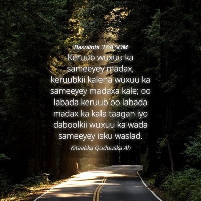 Picture 04 - Baxniintii 37:8 SOM - Keruub wuxuu ka sameeyey madax, keruubkii kalena - Bible Verse Picture