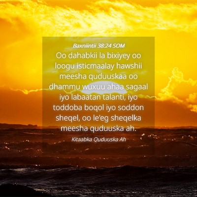 Picture 04 - Baxniintii 38:24 SOM - Oo dahabkii la bixiyey oo loogu isticmaalay - Bible Verse Picture