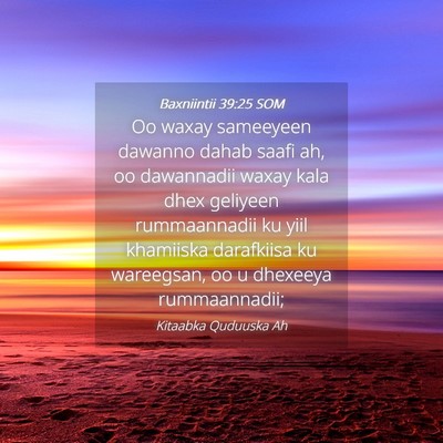 Picture 04 - Baxniintii 39:25 SOM - Oo waxay sameeyeen dawanno dahab saafi ah, oo - Bible Verse Picture