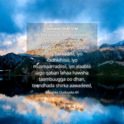Picture 04 - Baxniintii 39:40 SOM - iyo barxadda daahyadeedii, iyo tiirarkeedii, iyo - Bible Verse Picture
