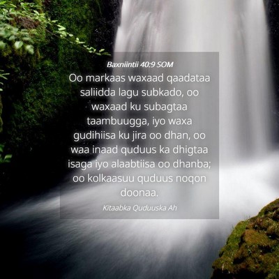 Picture 04 - Baxniintii 40:9 SOM - Oo markaas waxaad qaadataa saliidda lagu subkado, - Bible Verse Picture
