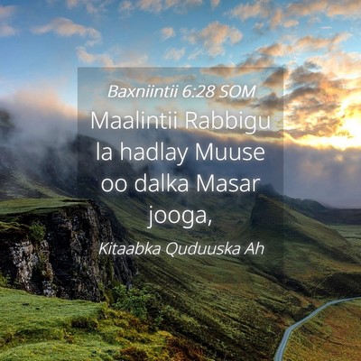 Picture 04 - Baxniintii 6:28 SOM - Maalintii Rabbigu la hadlay Muuse oo dalka Masar - Bible Verse Picture