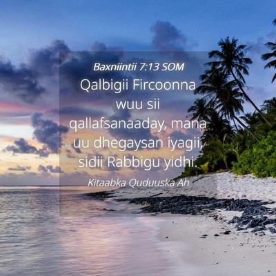 Picture 04 - Baxniintii 7:13 SOM - Qalbigii Fircoonna wuu sii qallafsanaaday, mana - Bible Verse Picture