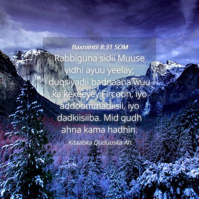 Picture 04 - Baxniintii 8:31 SOM - Rabbiguna sidii Muuse yidhi ayuu yeelay; - Bible Verse Picture