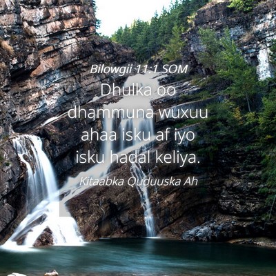 Picture 04 - Bilowgii 11:1 SOM - Dhulka oo dhammuna wuxuu ahaa isku af iyo isku - Bible Verse Picture