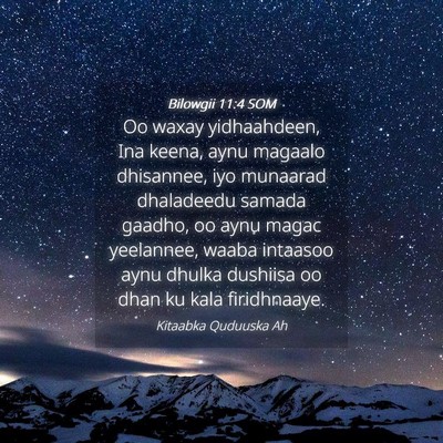 Picture 04 - Bilowgii 11:4 SOM - Oo waxay yidhaahdeen, Ina keena, aynu magaalo - Bible Verse Picture